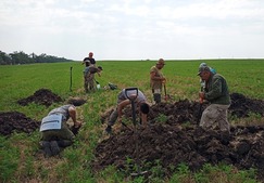 Раскопки на поверхности в Ленинском районе Керчи