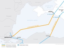 Схема газопроводов «Турецкий поток» и «Голубой поток». Фото с интернет-сайта ПАО «Газпром»